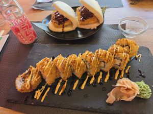 Bar bun vegan and tempura roll vegan at Yin Yang Sushi in Malaga