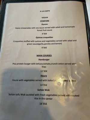 Vegan menu  at Pangäa in Alicante