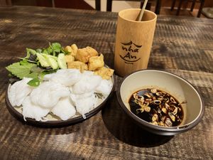 Noodles with fried tofu  at Nhà An Vegetarian in Hanoi