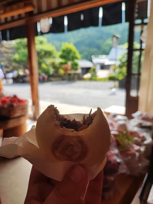 Mushroom Oyaki with a view! at Konohanaya - 木ノ花屋 in Nagano