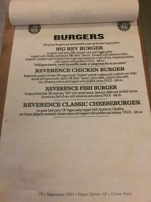 Menu page 3 at The Reverence Hotel in Footscray