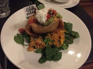 Vegan Chimichanga (delicious!!!!) at The Reverence Hotel in Footscray