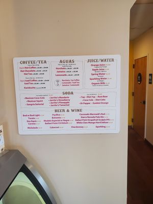 Drink Menu at Panchita's Kitchen & Bakery in San Diego