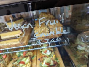 Fruit crumble at Dune Cafe in Christchurch