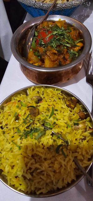 Mushroom and potato bhuna at Drummond Villa in North West London