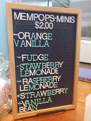 Current menu at Mempops in Memphis