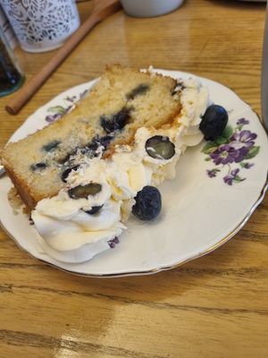 Vegan lemon and blueberry cake 😀 at Tea Rooms in Reading