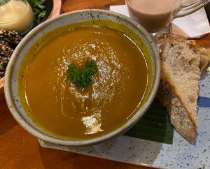 Pumpkin soup!  at The Garden Kafe at The Yoga Barn in Ubud