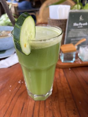 Green smoothie   at The Garden Kafe at The Yoga Barn in Ubud