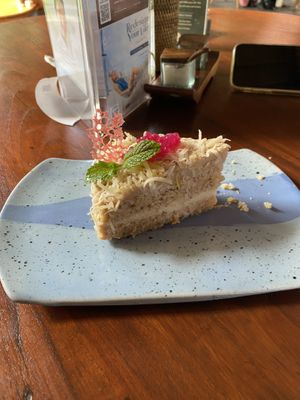 Vegan Coconut Caramel Cake  at The Garden Kafe at The Yoga Barn in Ubud