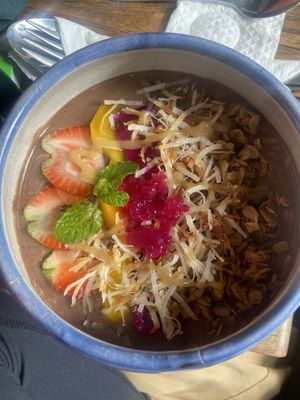 Chocolate smoothie bowl  at The Garden Kafe at The Yoga Barn in Ubud