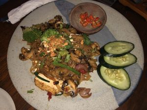 pad thai  at The Garden Kafe at The Yoga Barn in Ubud