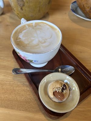 Oat latte  at Rau Ơi Eatery in Hoi An