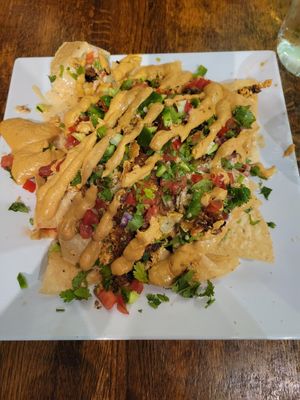 Nachoes vegan at Crafted The Art of the Taco in Greensboro