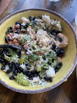 Baja bowl with shrimp and black beans at Crafted The Art of the Taco in Greensboro
