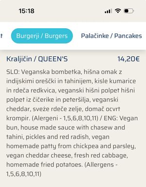 The only vegan option  at Makalonca in Ljubljana