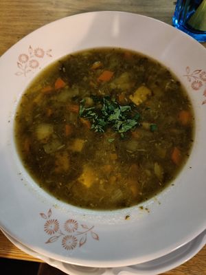 Veggie soup with tofu at Vieta in Vilnius