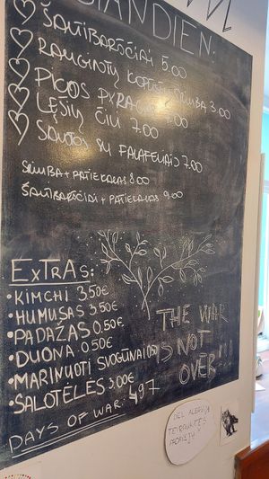 Table menu at Vieta in Vilnius