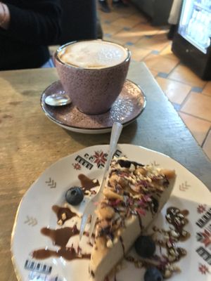 snickers cake and cappu   at Vieta in Vilnius