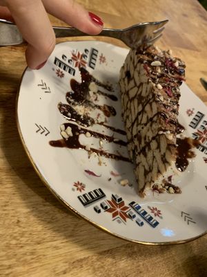 Traditional tinginys (lazy cake)  at Vieta in Vilnius