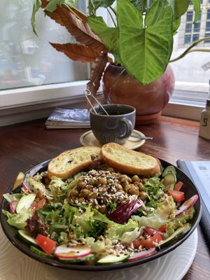 Salad and tea.  at Vieta in Vilnius