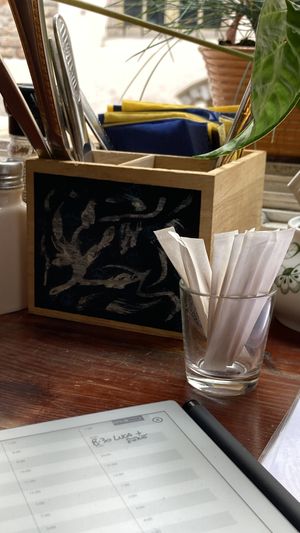 Yellow and blue napkins, slava ukraini!  at Vieta in Vilnius