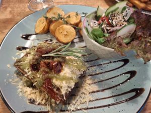 September 2025 - Baked tofu steak at Vieta in Vilnius