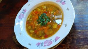 Vegetable-lentil stew at Vieta in Vilnius