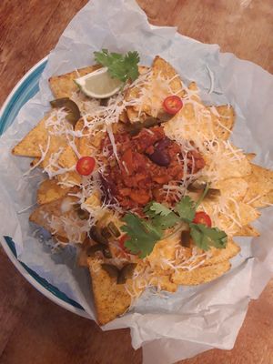 Vegan nachos at Vieta in Vilnius