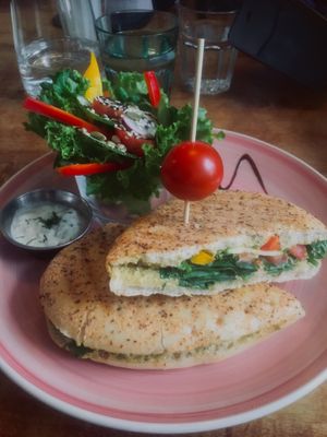 Vegan tofu panini at Vieta in Vilnius