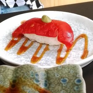 Nigri Salmón pimiento 🍣 at Bigan in Mexico City