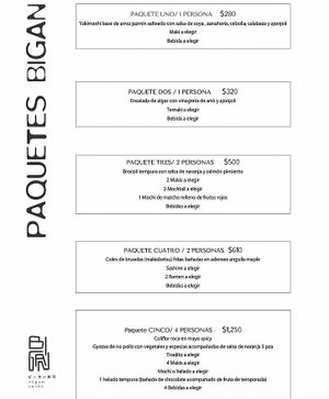 Paquetes 🍱 at Bigan in Mexico City