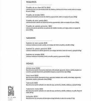 Tiraditos, Sashimi y Bowls at Bigan in Mexico City