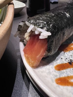 Hand roll - watermelon tuna   at Bigan in Mexico City