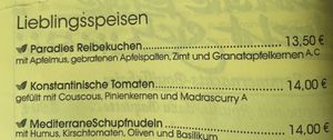 Menu  at Kaffeewirtschaft in Koblenz