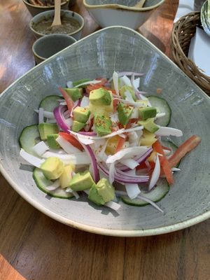 Very refreshing vegan ceviche de coco y piña.  at Amate 38 in Playa Del Carmen