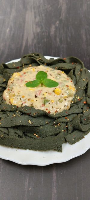 Charred Alfredo Pasta (Handmade, Gluten-Free) at Yummvgo - Cloud Kitchen in Ahmedabad