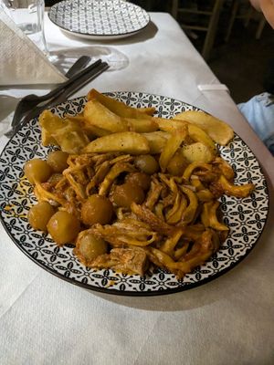 Mushroom Stipado with Fries at Ta Kaloudia in Corfu
