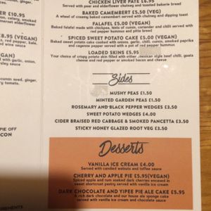 Light bites/desserts  at Pie and Ale in Manchester