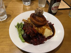 Beetroot and cashew nut roast  at Pie and Ale in Manchester