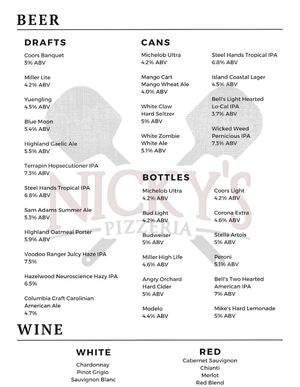 Beer selection   at Nicky's Pizzeria in Lexington