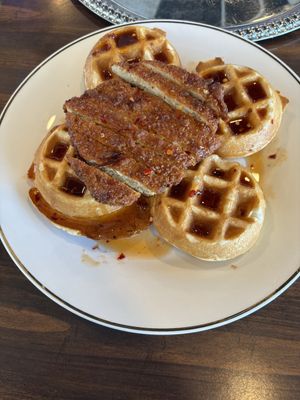 Chicken n waffles  at Veggeez  in Waxhaw