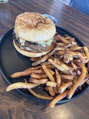 Mushroom and Gouda burger  at Veggeez  in Waxhaw
