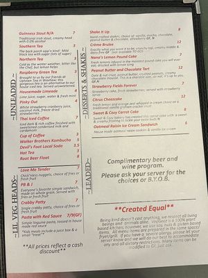 Menu  at Veggeez  in Waxhaw