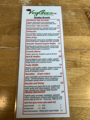 Brunch Menu  at Veggeez  in Waxhaw