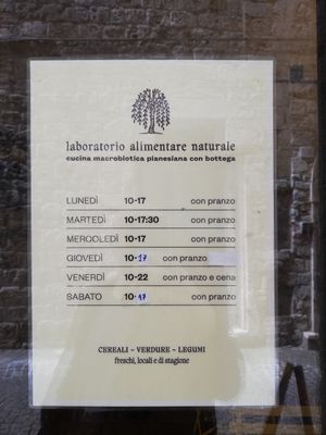 Opening hours at Laboratorio Alimentare Naturale  in Ascoli Piceno