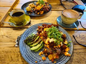 Vegan hash (non-vegan hash in the background) at No33 in the Park in Norwich