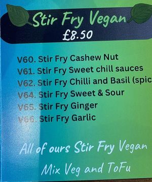 Menu on March 30 2024 at Chang Noi in Belfast