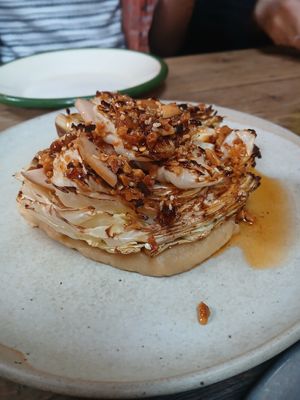 Cabbage & parsnip puree (really good!) at 45 Queen Street in Penzance