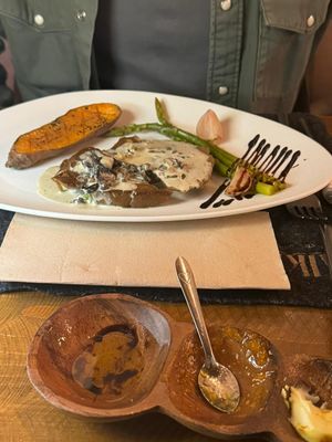 Seitan and sweet potato at Alkimya in Covilha